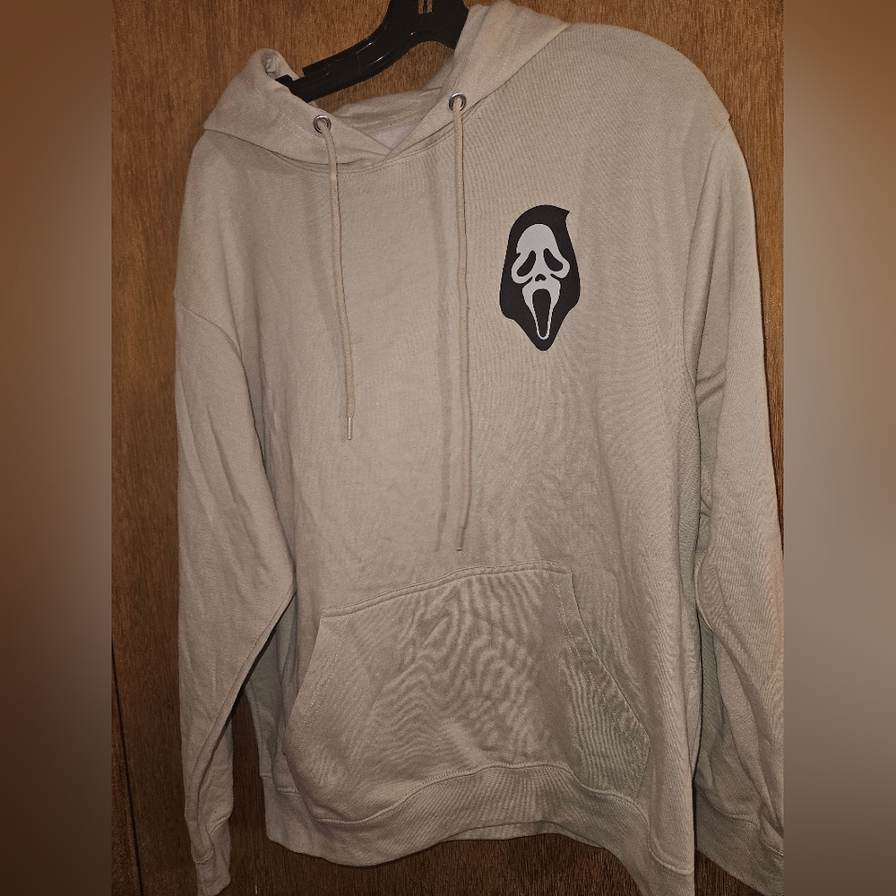 Men's Beige Ghost Face Hoodie, Size L